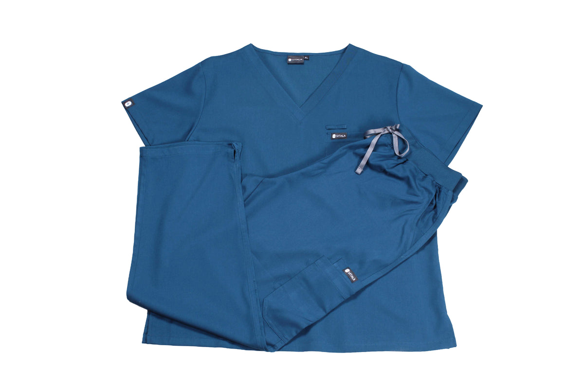 VITALA Aegean Blue-V-Neck Scrub Set