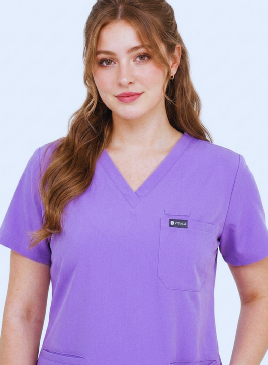 VITALA Amethyst Purple- V-Neck Scrub Set