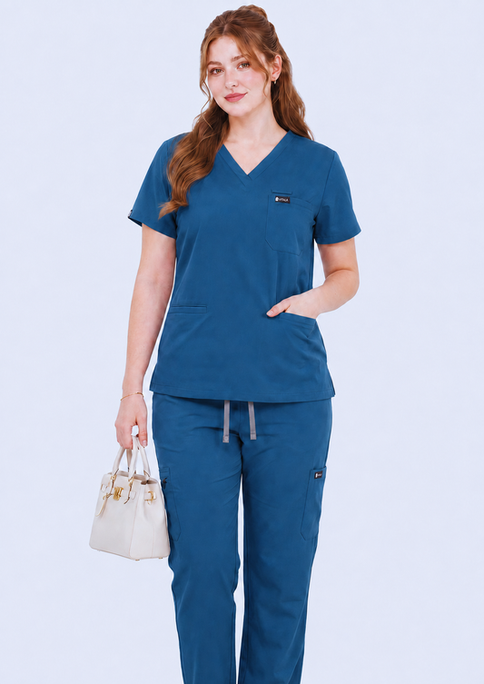 VITALA Aegean Blue-V-Neck Scrub Set
