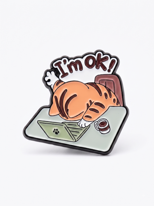 "Just One More Chart" Exhausted Kitty Badge